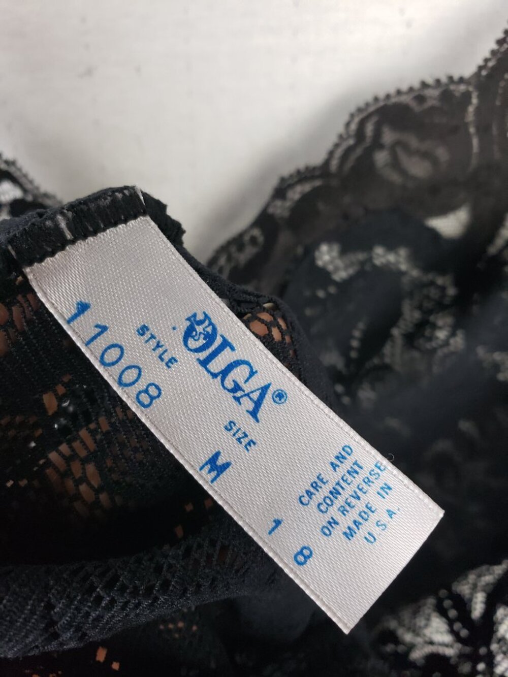 Vintage OLGA Lace Bodysuit Lingerie Black Sheer size M Stretch - Picture 2 of 8